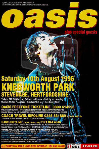 An original Oasis poster for the 1996 Knebworth concert – Original