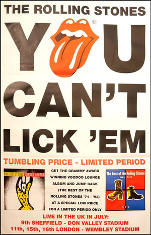 Rolling Stones poster - You can&#39;t lick &#39;em Tour. Original 60&quot;x40&quot;
