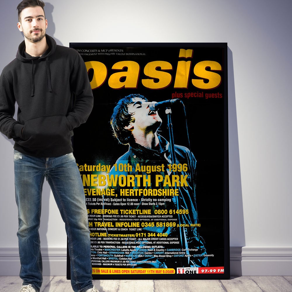 Original Oasis Knebworth huge promo poster featuring Liam Gallagher + Free car sticker