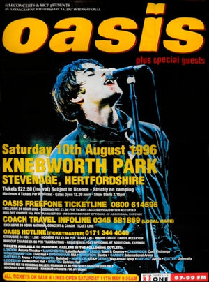 Original Oasis Knebworth huge promo poster featuring Liam Gallagher + Free car sticker