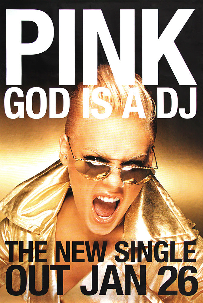 Pink poster - God is a DJ